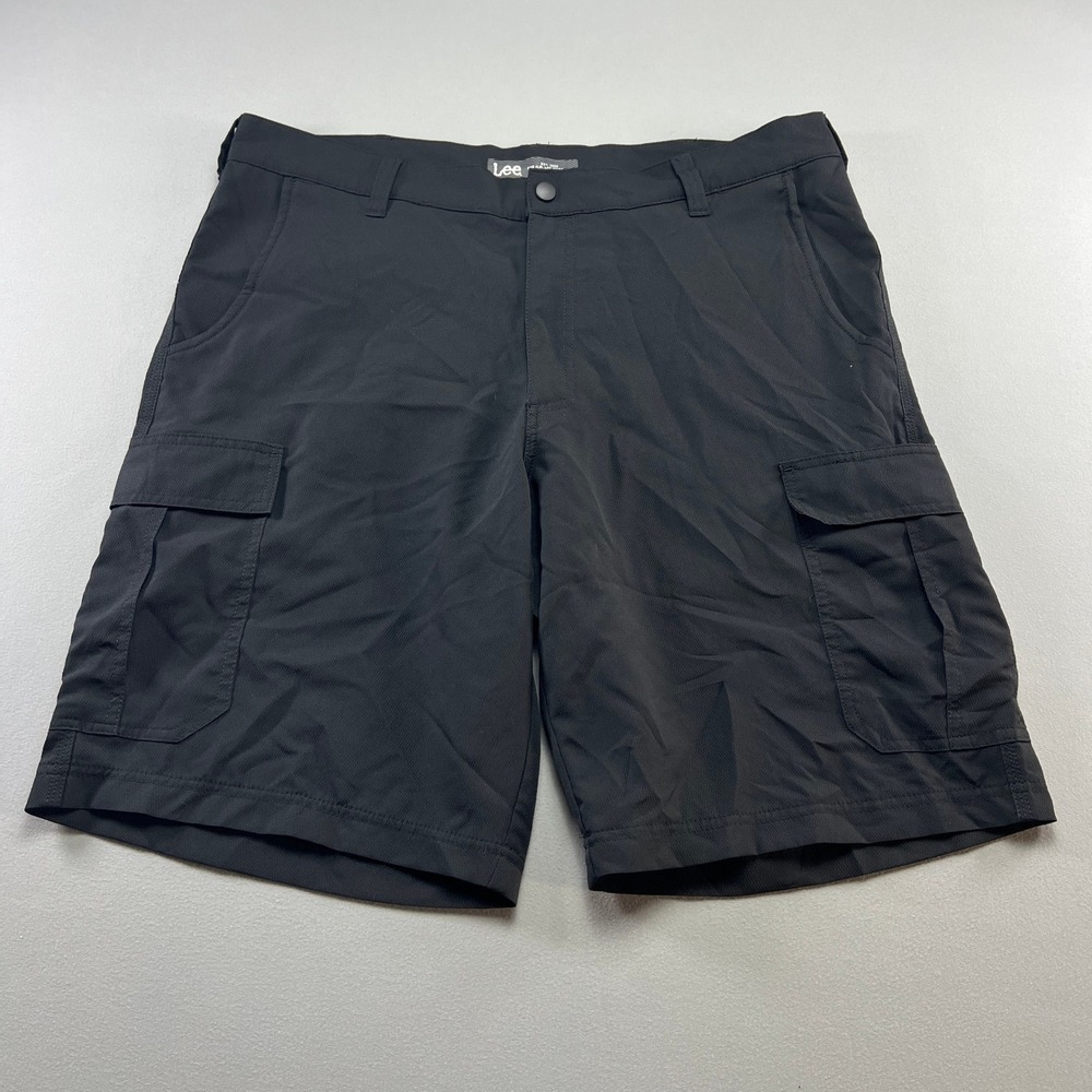 Lee Performance Cargo Shorts Mens 38 Black Relaxed Fit Moisture Wicking Gorpcore